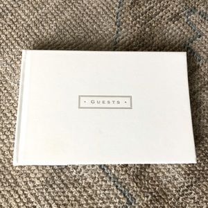 Genuine White Leather Guest Book